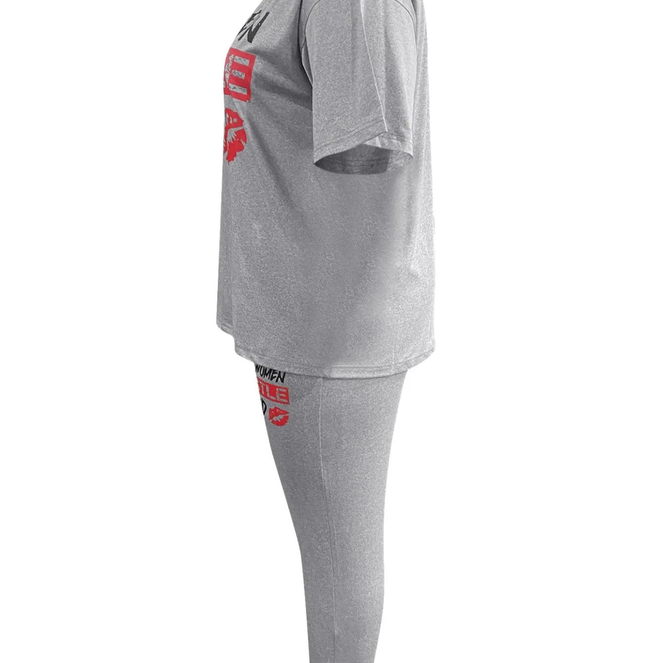 LW Plus Size Two pieces sets Print Pants Set Spring summer casual short sleeve T-shirt + trousers women matching tracksuit set