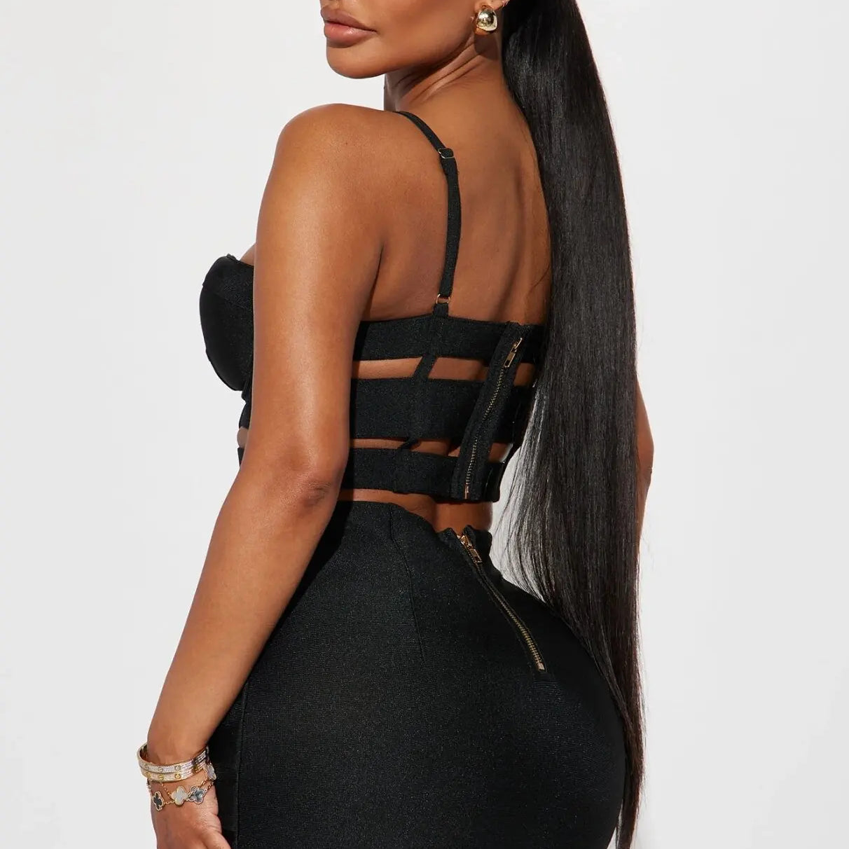 2023 Women Sexy Bandage Tops Fashion Pencil Skirts Set Nightclub Party Celebrate Women's Set High Quality