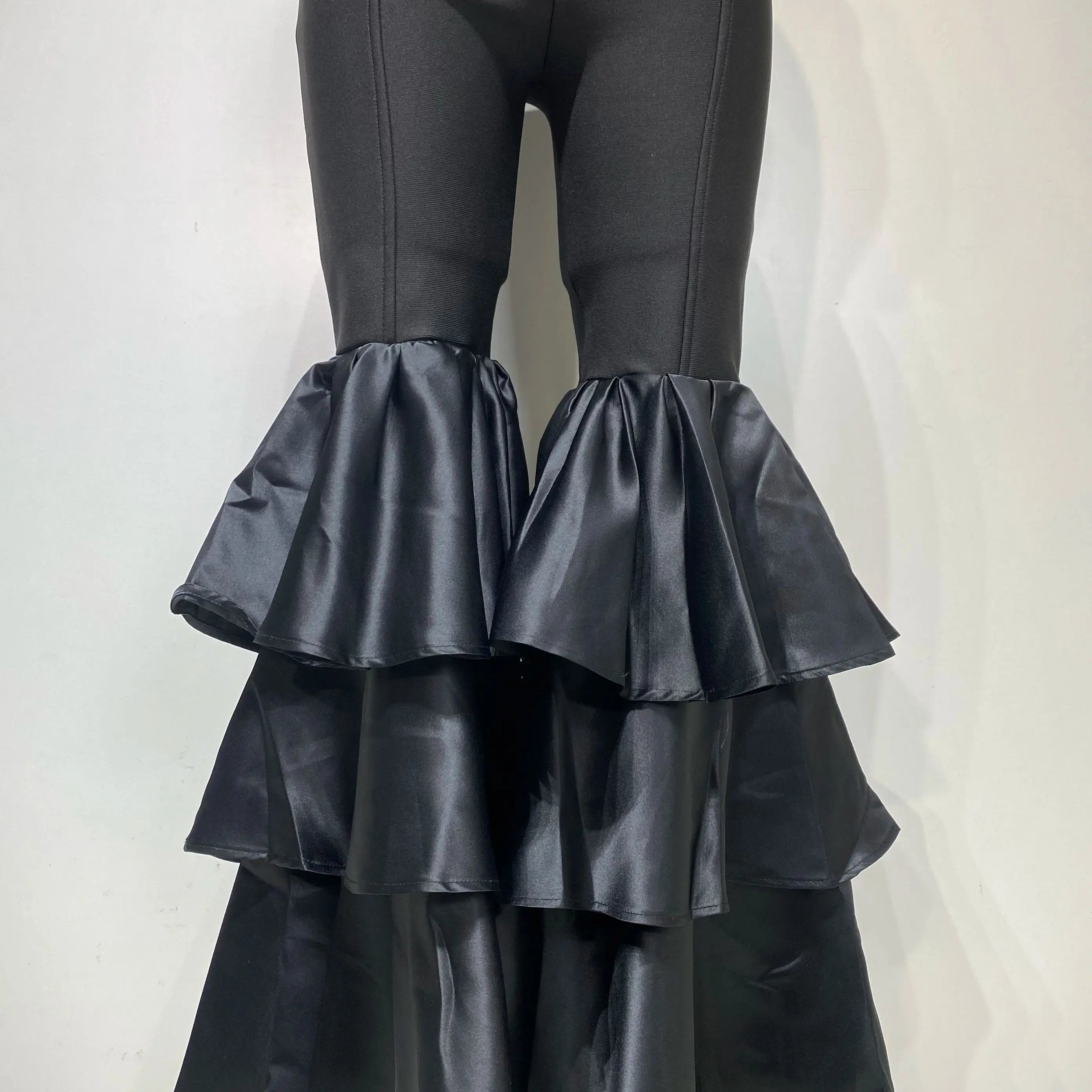 Women Luxury Birthday Sexy Strapless Ruffles Bodycon Flare Black Bandage Jumpsuit 2025 Celebrity Designer High Street Rompers