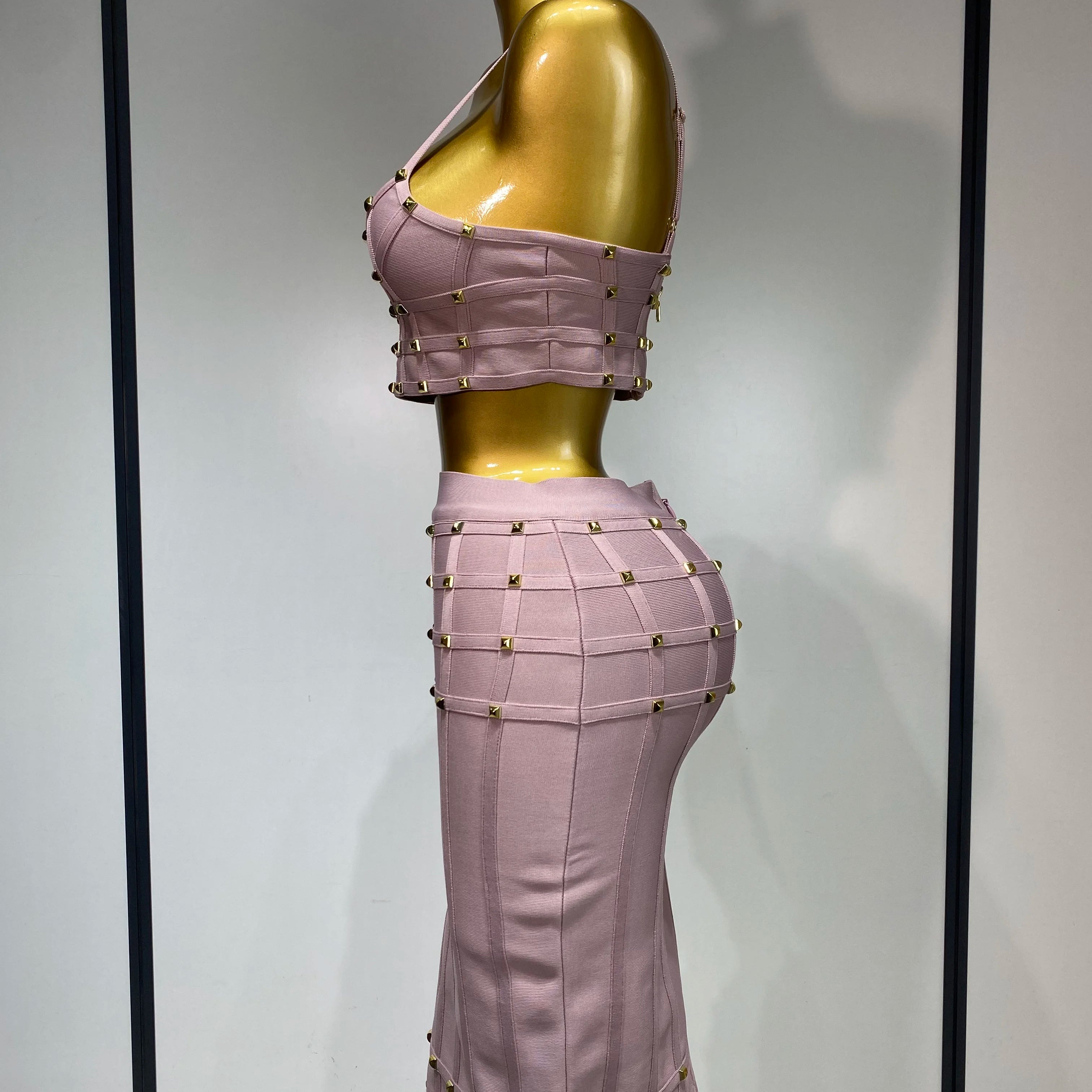 Women Sexy Luxury Birthday BandageTwo Piece Set Evening Party Prom Gown Celebirty High Street Club Party Outfit