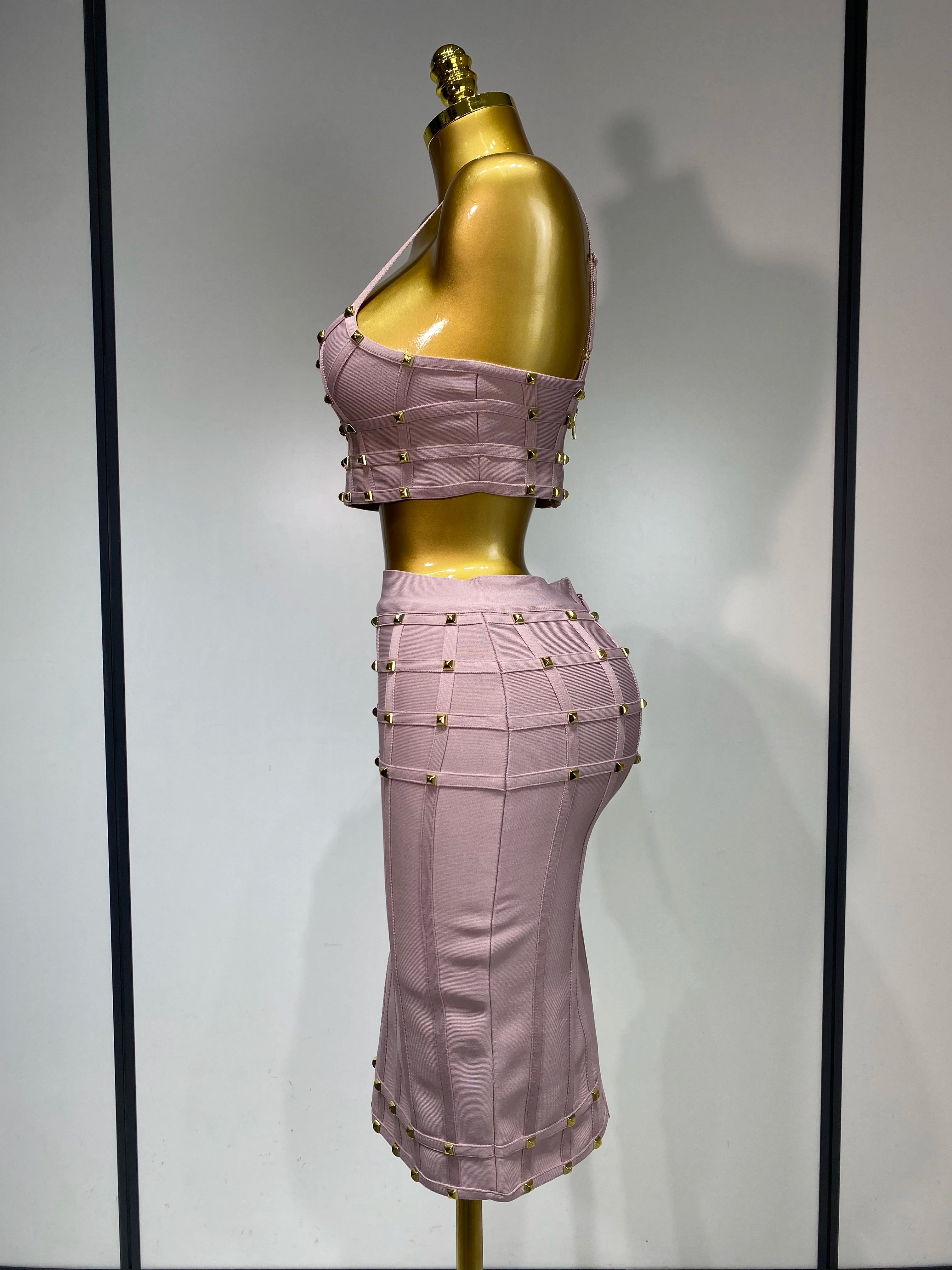 Women Sexy Luxury Birthday BandageTwo Piece Set Evening Party Prom Gown Celebirty High Street Club Party Outfit