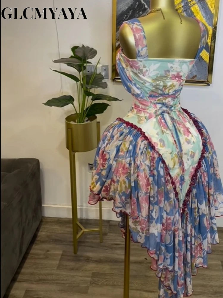 GLCMYAYA Women Patchwork Strap with Scarf A-line Maxi Long Dress 2025 Female Vacation Holiday Party Birthday Dresses Vestidos