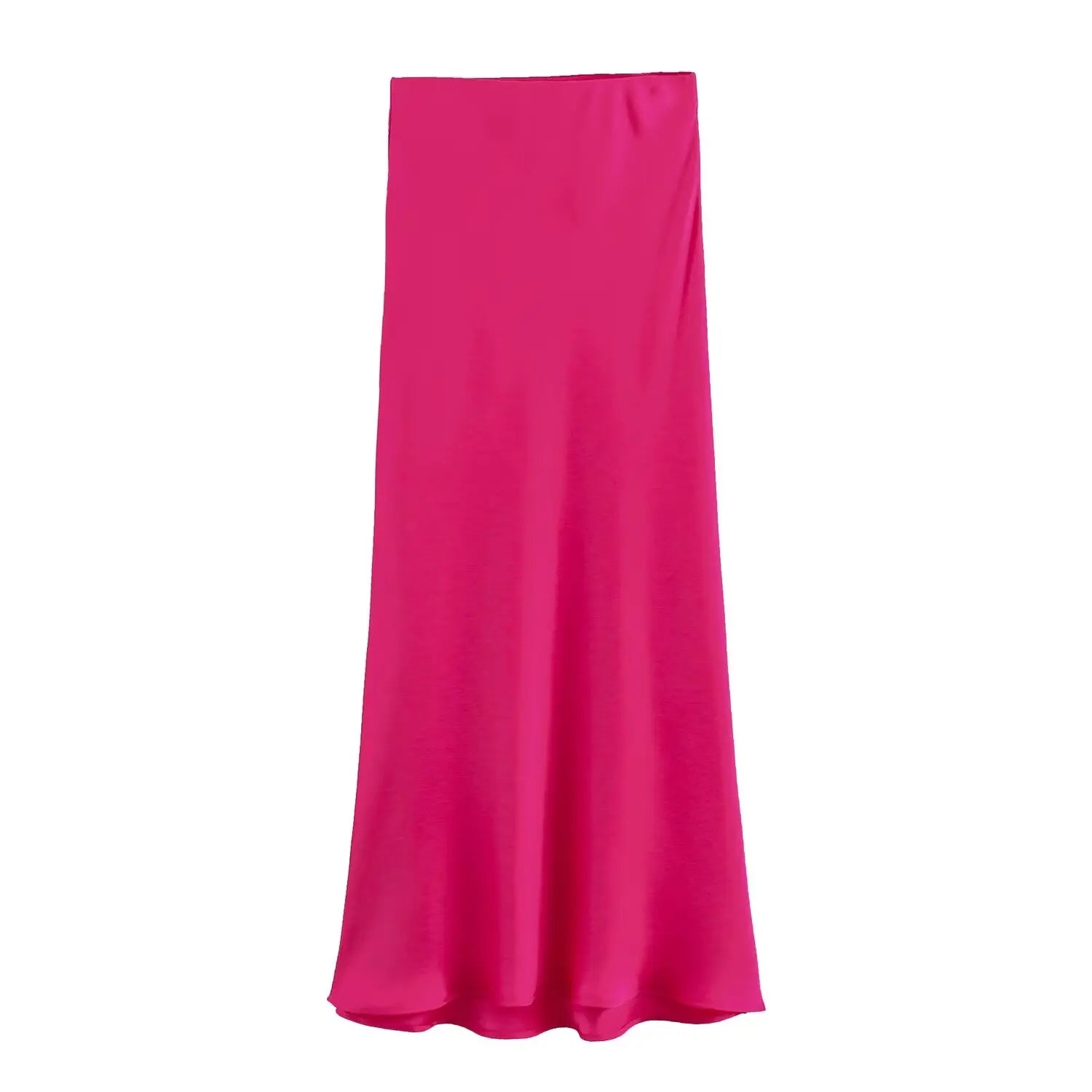 TRAFZA Women Fashion Skirts New Solid Satin Silk Texture Tight Skirt Woman Beach Style Chic And Elegant Women's Mermaid Skirt rose red