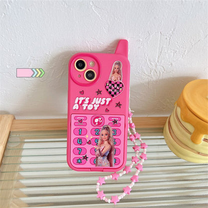 Y2K Girls Mirror Mobile Phone Case Barbie Fashion Women Iphone 14Promax Shell 12 13 Xr Smartphone Protective Shell Keychain Gift