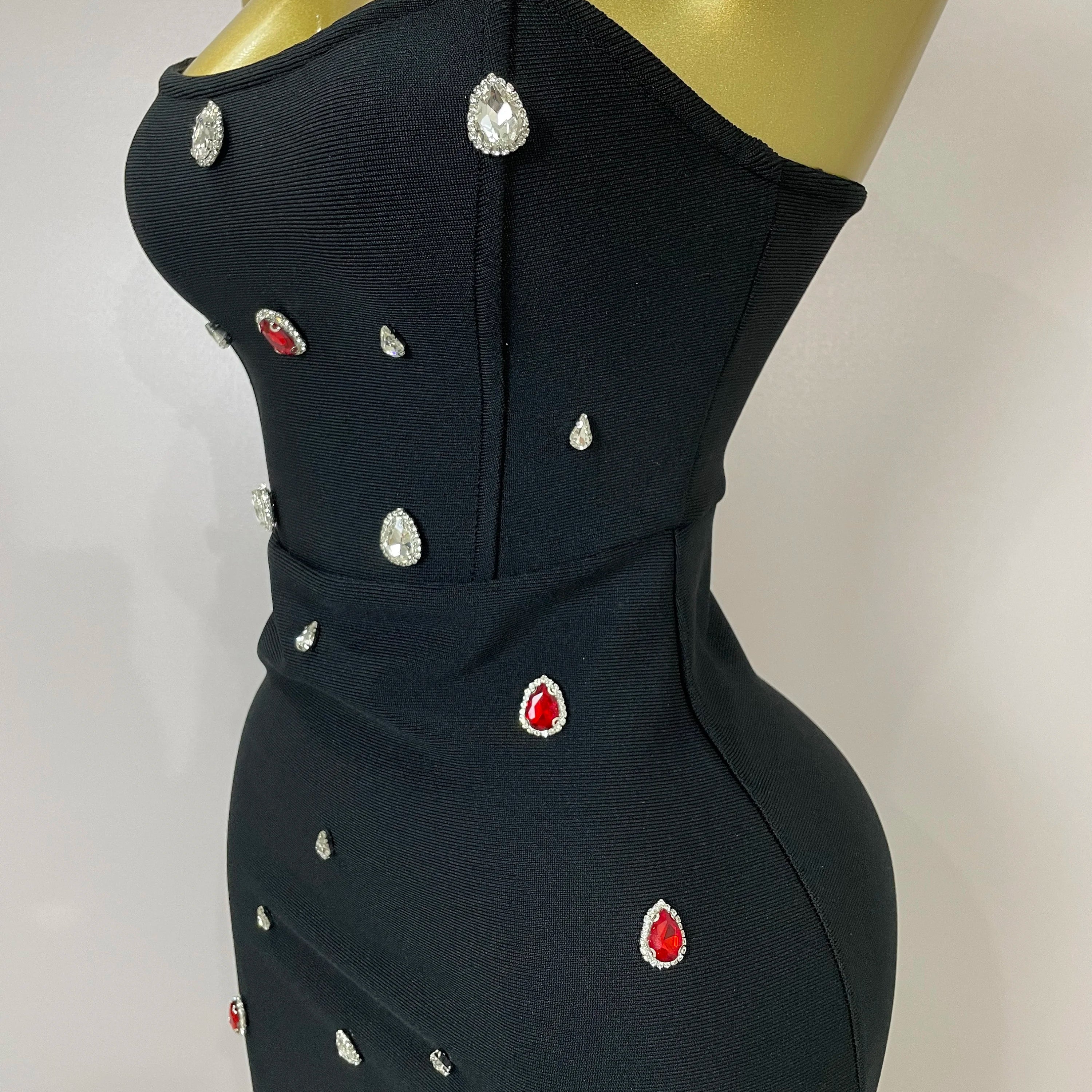 Sexy Strapless Colorful Crystal Bodycon Mini Bandage Dress 2025 Women New Elegant Party Celebrate Luxury Birthday Dress