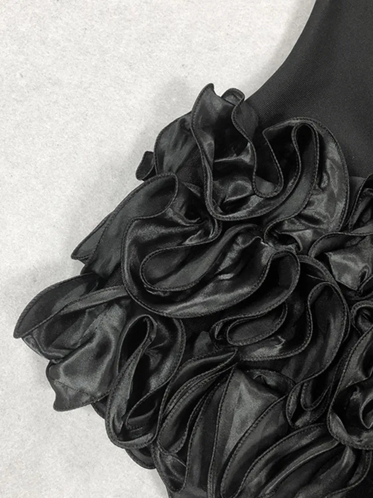 Women Celebrity Sexy Long Sleeve Diamonds Feather Beading Black Mini Bandage Dress 2025 Elegant Evening Club Party Outfit