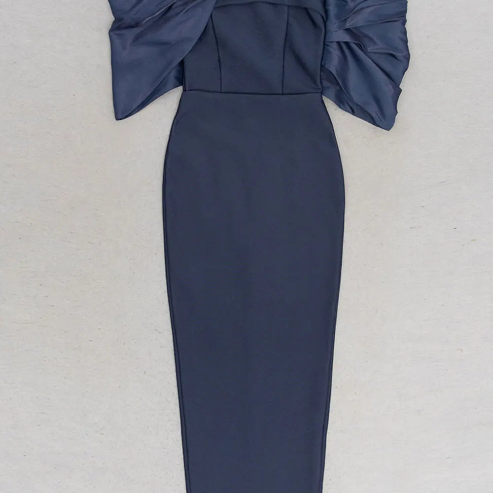 2025 Sexy Women'S Bandage Dresses Strapless Raglan Sleeves Bodycon Backless Midi Dress Celebrity Evening Club Party Vestitos