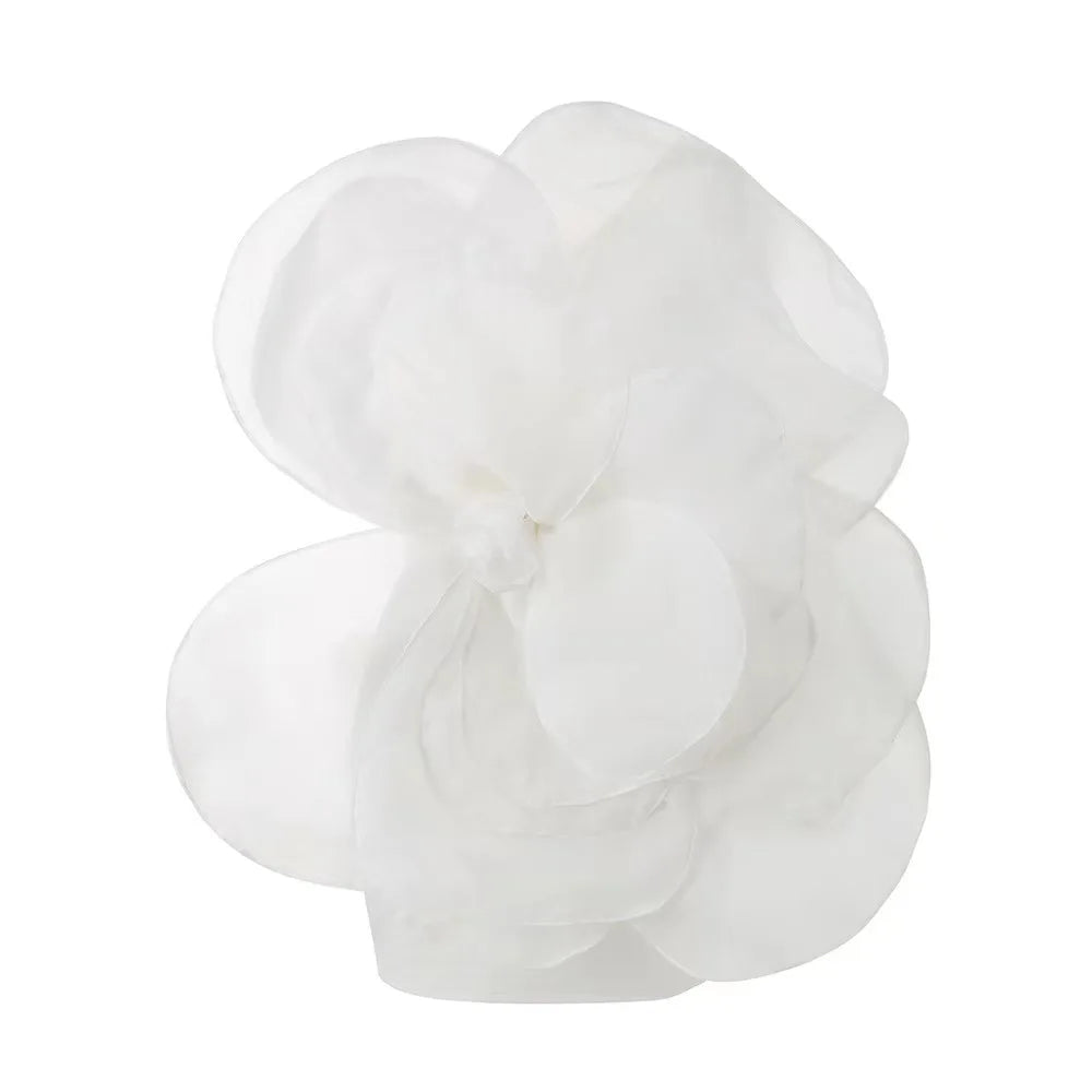 2023 Summer Women'S Dress Sexy One Shoulder Sleeveless 3D Mesh Flower Patchwork Satin Mini White Wedding Dress WHITE