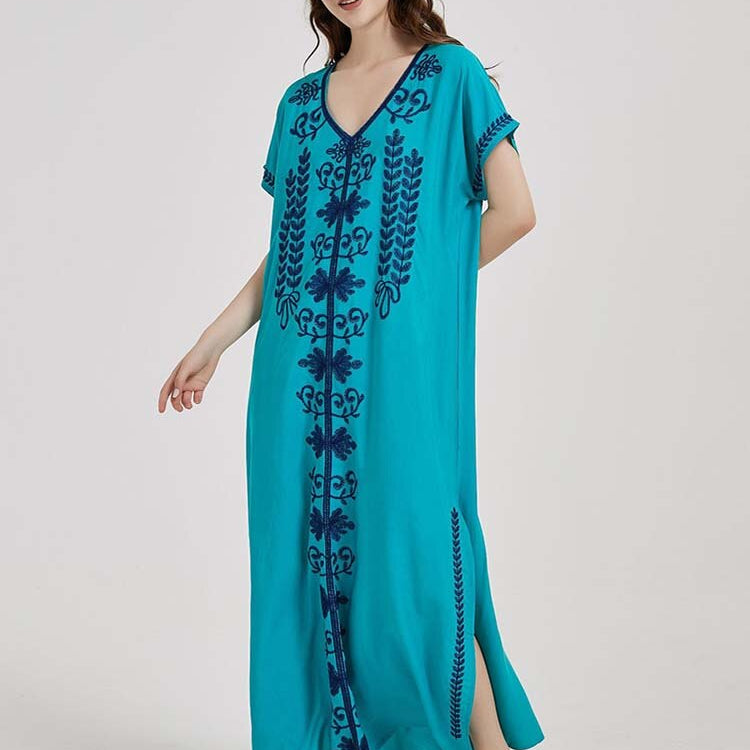 Robe De Plage Embroidery Beach Cover Up Sarong Women Beach Pareo Tunic For Beach Swimwear As Photo 01 One Size