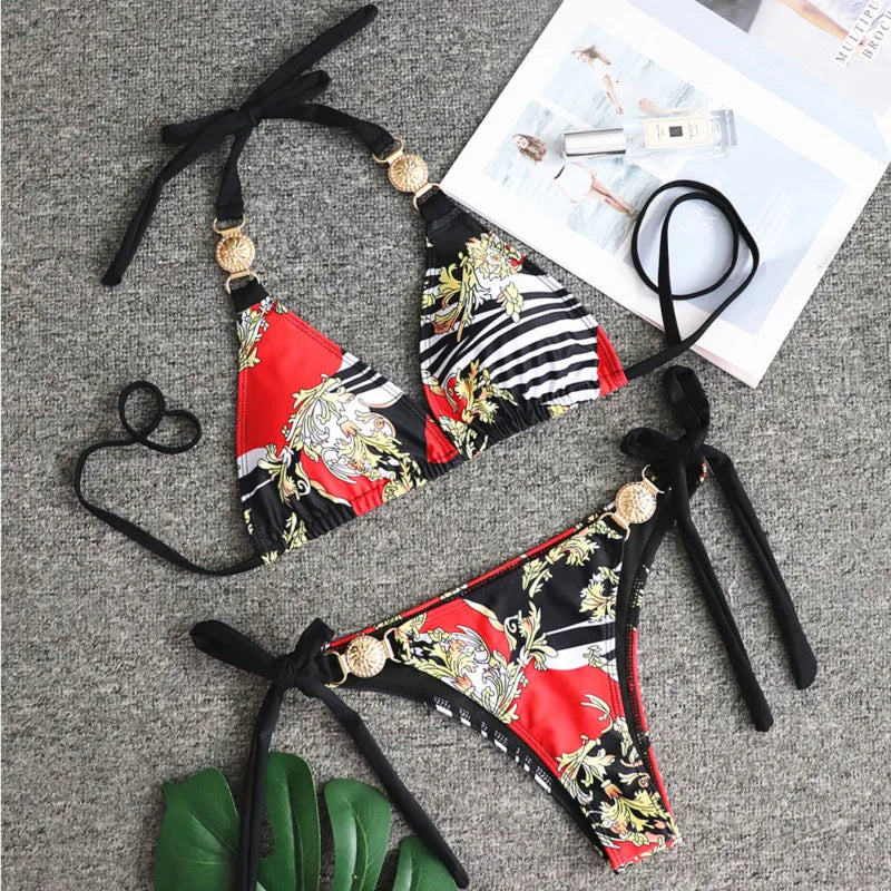 Summer Sexy Print Bikinis Women's Swimwear Female Swimsuit Swimming Bathing Suits Brazilian Bikini Set Beachwear Bather