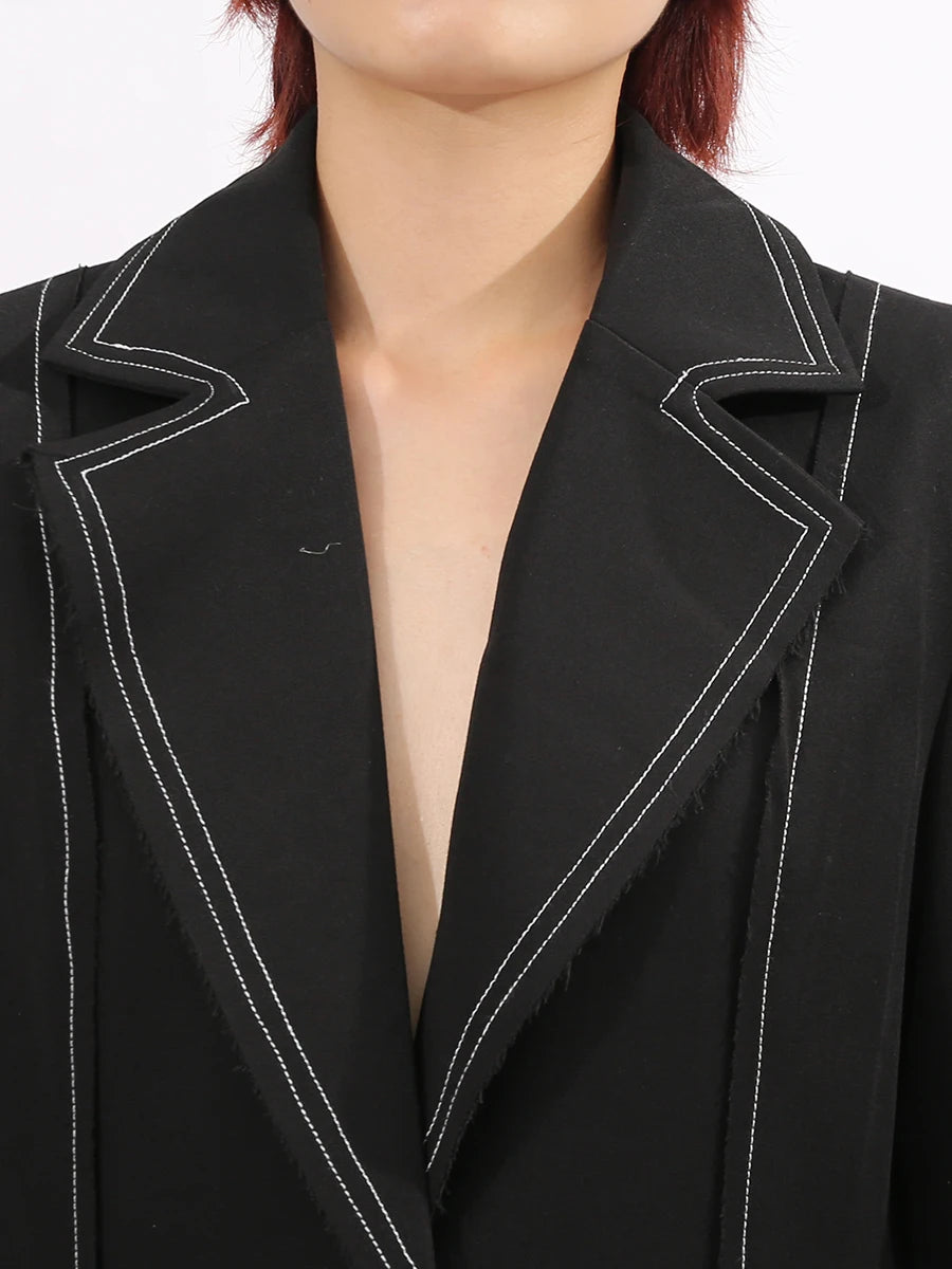 Slimming Spliced Single Breasted Elegant Trench for Women Lapel Long Sleeves Temperament Jacket Femlae Clothing New