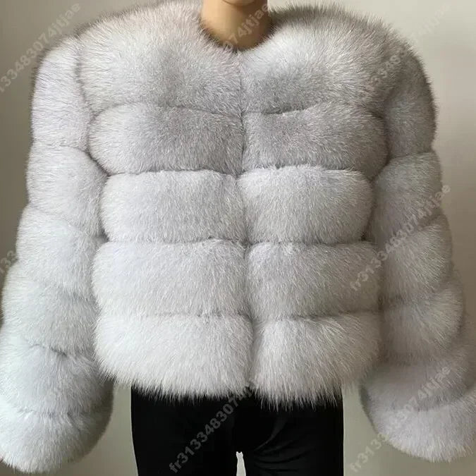 NEW Long Sleeve Faux Fur Coat 2025 Winter Women Fashion Thick Warm Fuzzy Coat Outerwear Female Gray/Black Fake Fur Jacket true qualities