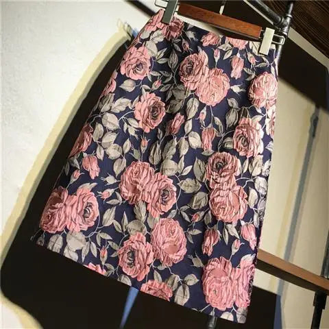 Autumn 2023 High Waist A-line Skirts Light Mature One Step Skirt Ladies Medium Length Retro Wrapped Hip Skirt Jacquard Skirt 1