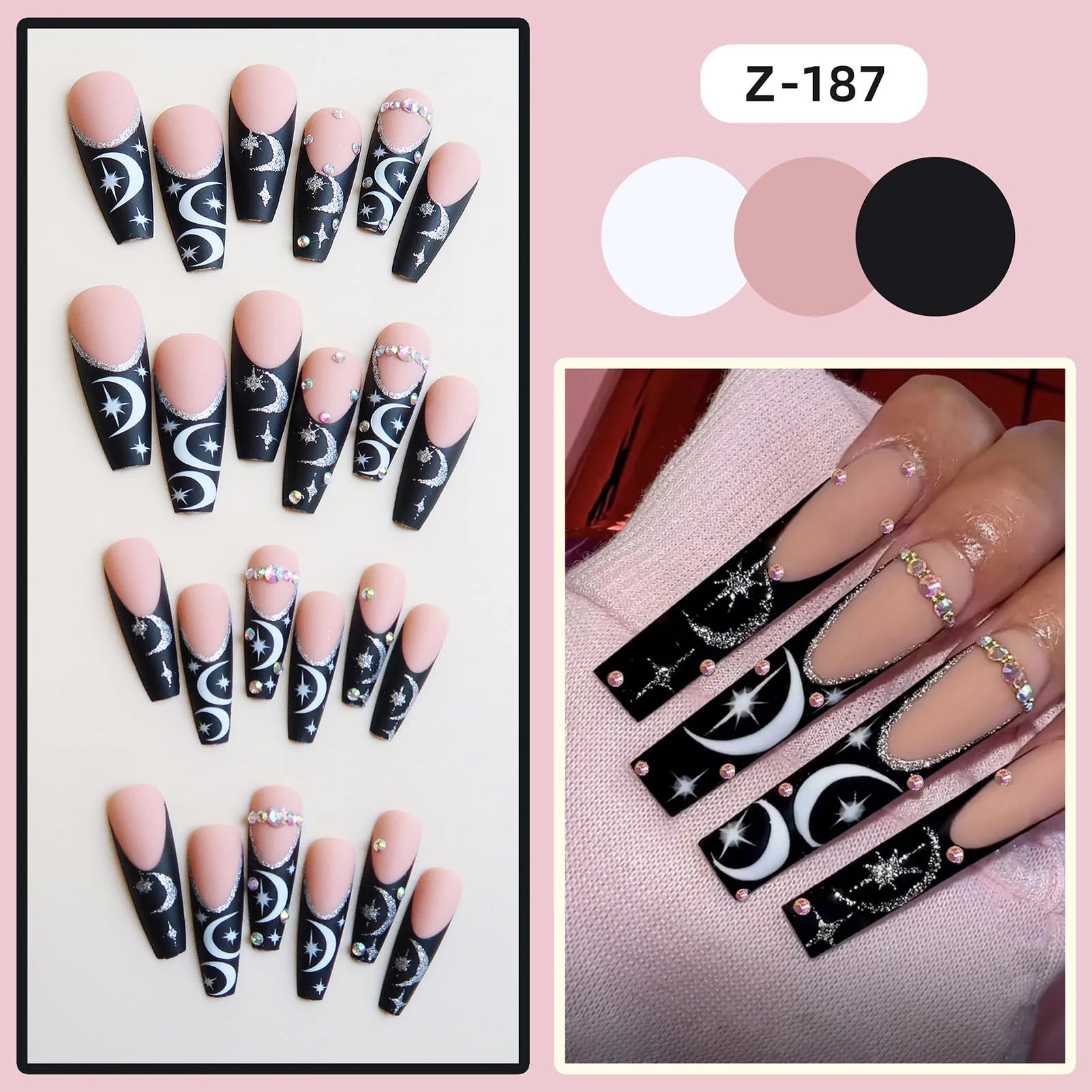 24pcs Scary Blood Skull Fake Nails Long Coffin Ballet Halloween Spider Web Print False Nails Wearable European Press on Nails 2