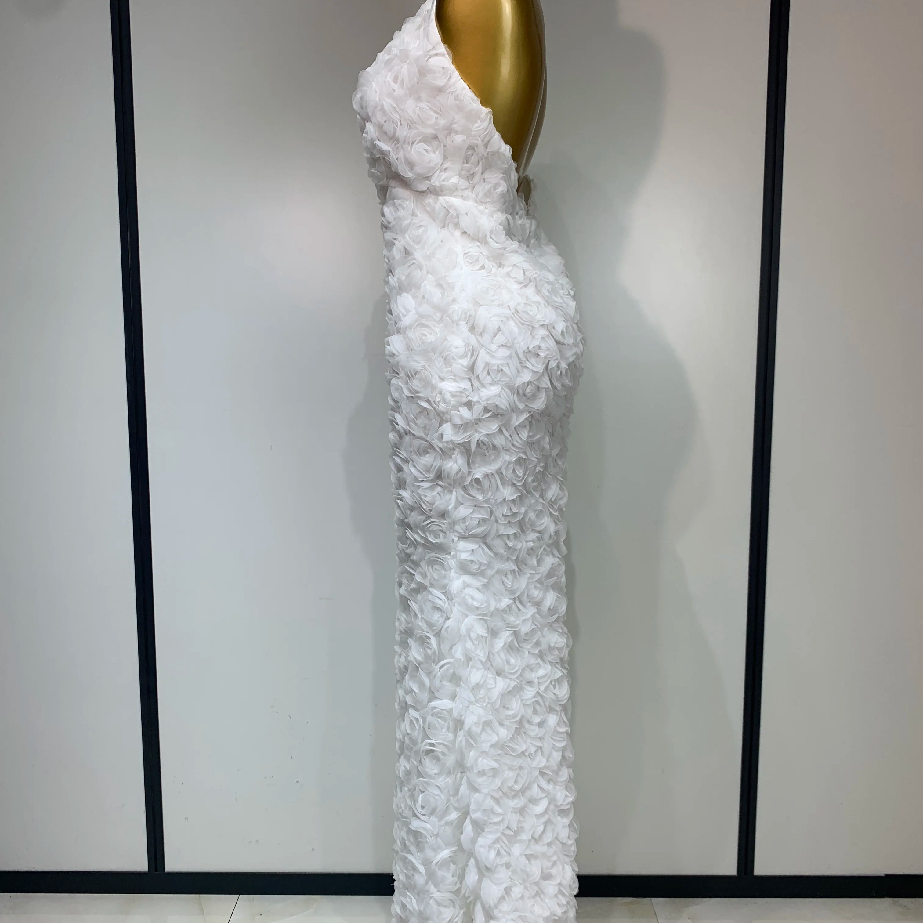 Women Sexy Backless Halter V-neck Florals Bodycon Long Dress Celebrate White Elegant Evening Party Luxury Birthday Outfit