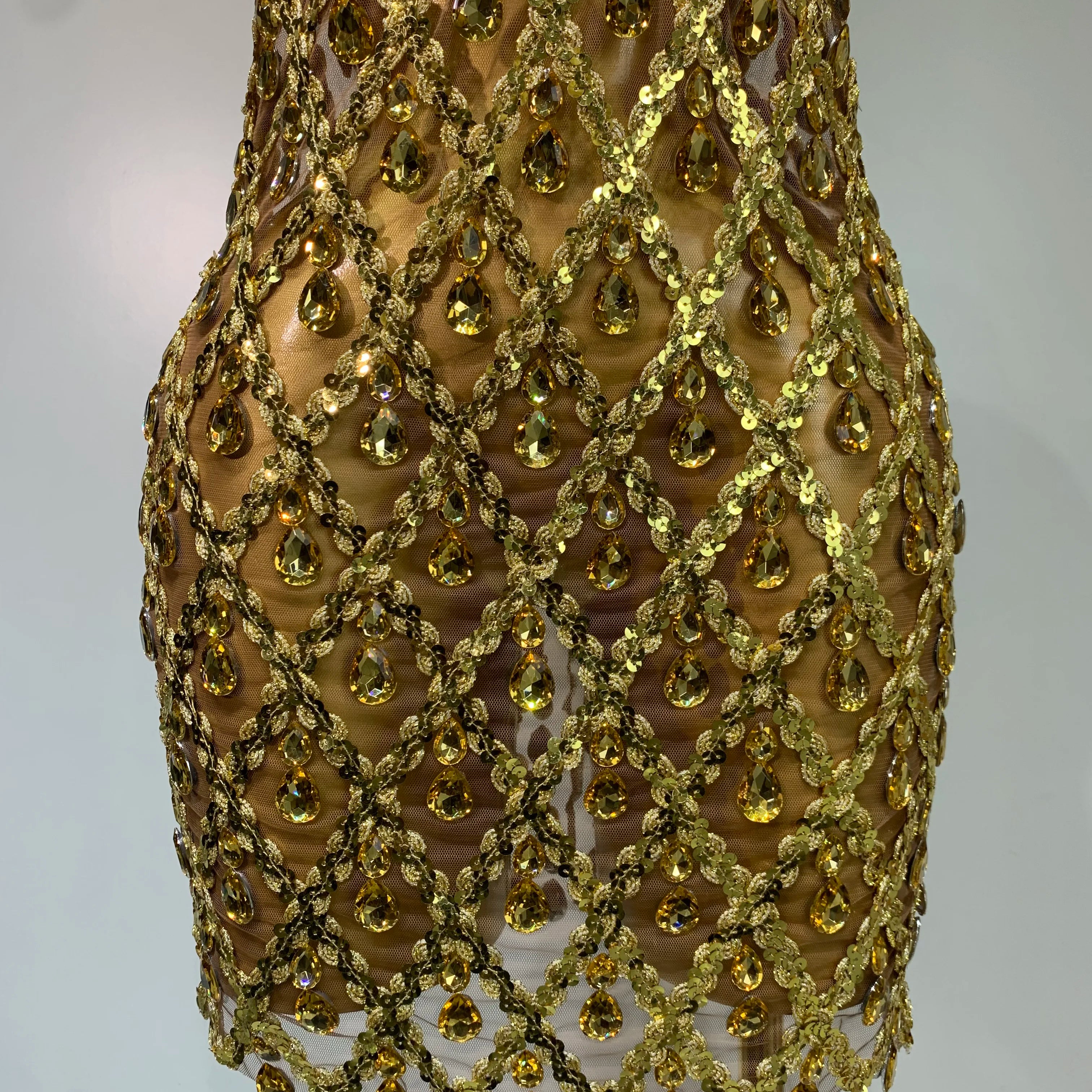 Women Sexy Stage Shining Rhinestone Sequins Dress Evening Prom Luxury Birthday Dress Transparent Performance Singer Club Dress