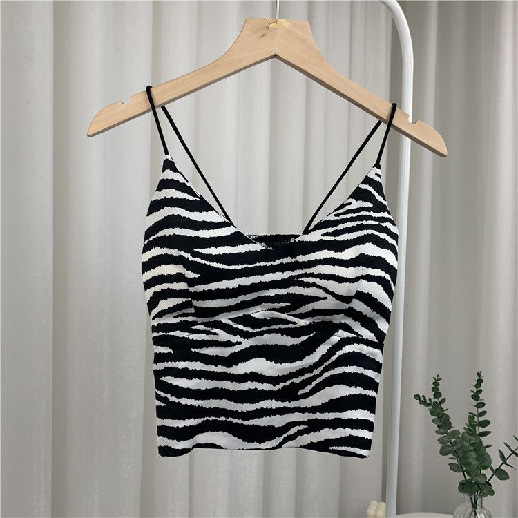 Y2k Tops Women Corset Top Korean Fashion Leopard Crop Top Camis Streetwear Sexy Tank Top Coquette 2024 Summer New Zebra One size(40-65 kg)