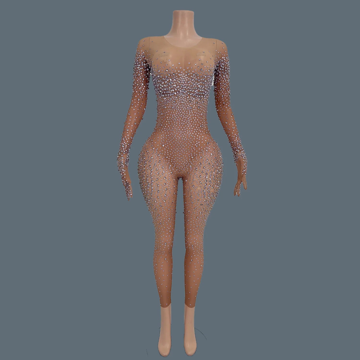 High Street Rhinestones Jumpsuit for Women Luxury Performance Dance Costume Sexy Celebrate Nightclub Party Outfit Tiaotiaotang PURPLE One Size