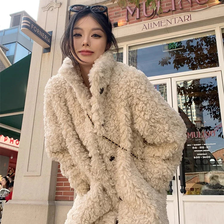 Winter Long Loose Casual Soft Thick Warm Fluffy Black Faux Fur Coat Women Stand Collar Hairy Furry Fuzzy Overcoat 2023