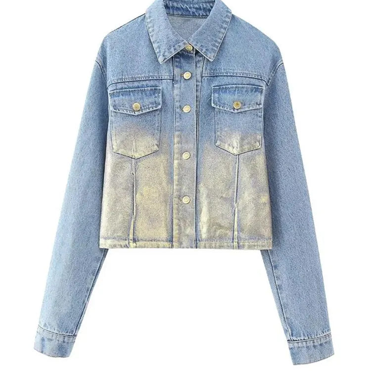 TRAF Women Autumn Winter Denim Suit 2024 Female Lapel Coat Jacket+A-Line Mid-Length Skirt Elegant Two-Piece Set