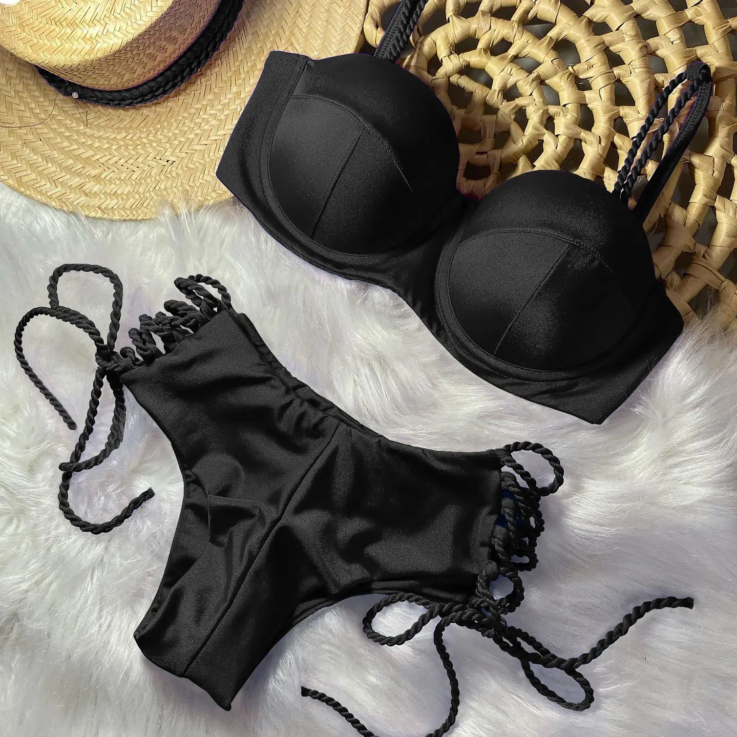 Sexy Bikinis Sets Push Up Women's Swimsuit Tie Side G-String Vintage Solid Swimwear Chest Pad Summer Beachwear Bathing Suit MA24220 7