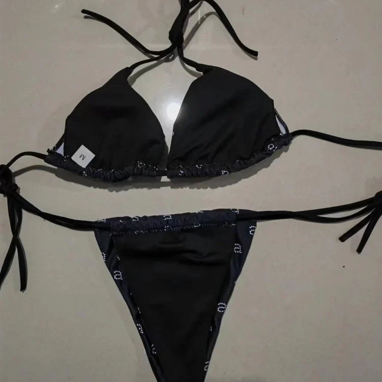 Luxury Brand Designer Printed Swimsuit Wang Women's Bikini Beach Style Sexy Briefs Thong Swimsuit Biquini Bandage Swimsuit