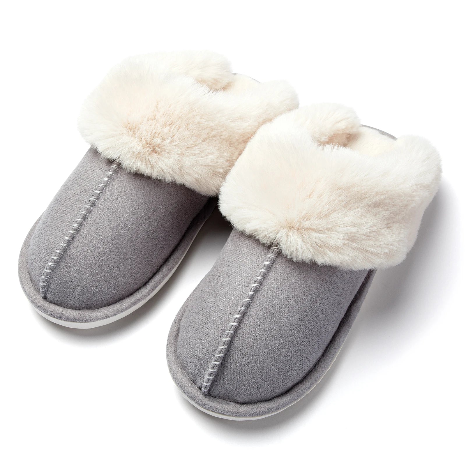 Winter Slippers Women Indoor Outdoor Wear Soft Thick PNon-slip waterproof Warm Gray