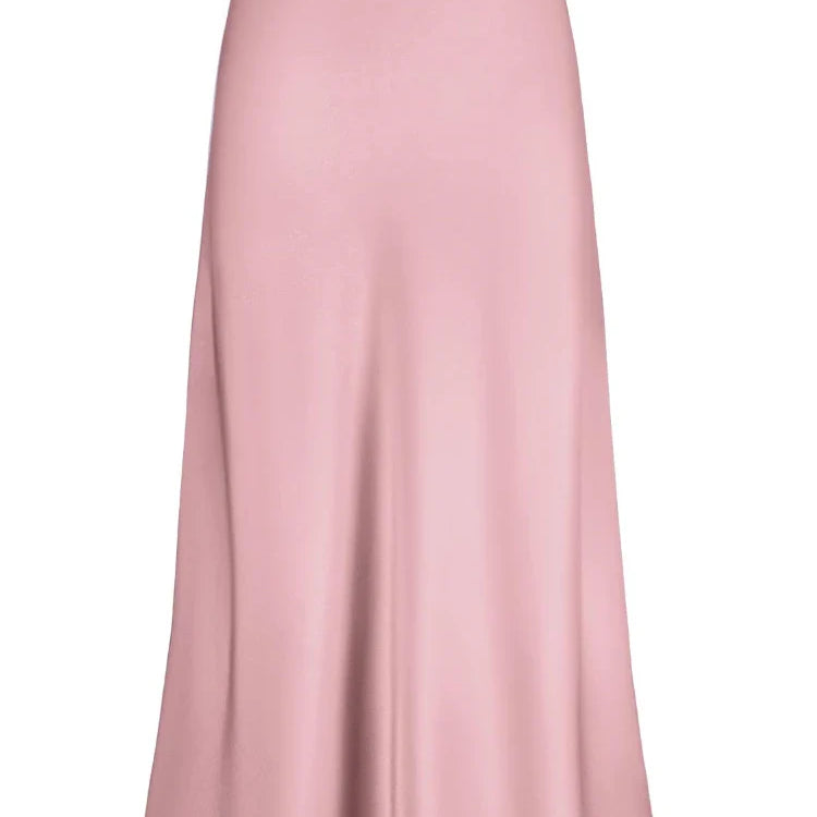 Women Satin Silk Skirts Summer Spring Korean Fashion Clothing Office Ladies Long Skirt Elegant Black Maxi Skirts for Women Pink