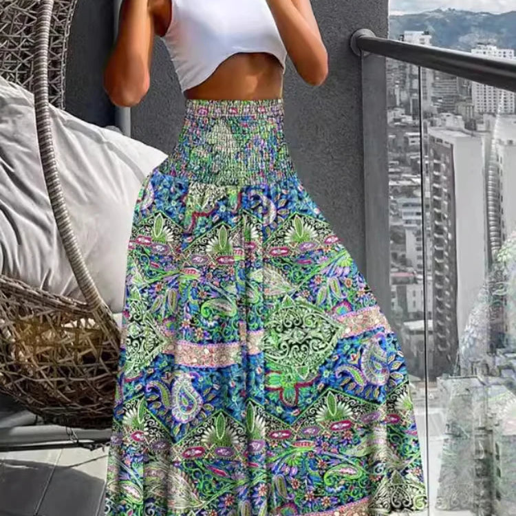 Women Fashion Bandanna Paisley Big Swing High Waist Maxi Skirt Streetwear 2024 Boho Vintage Casual Long Skirts