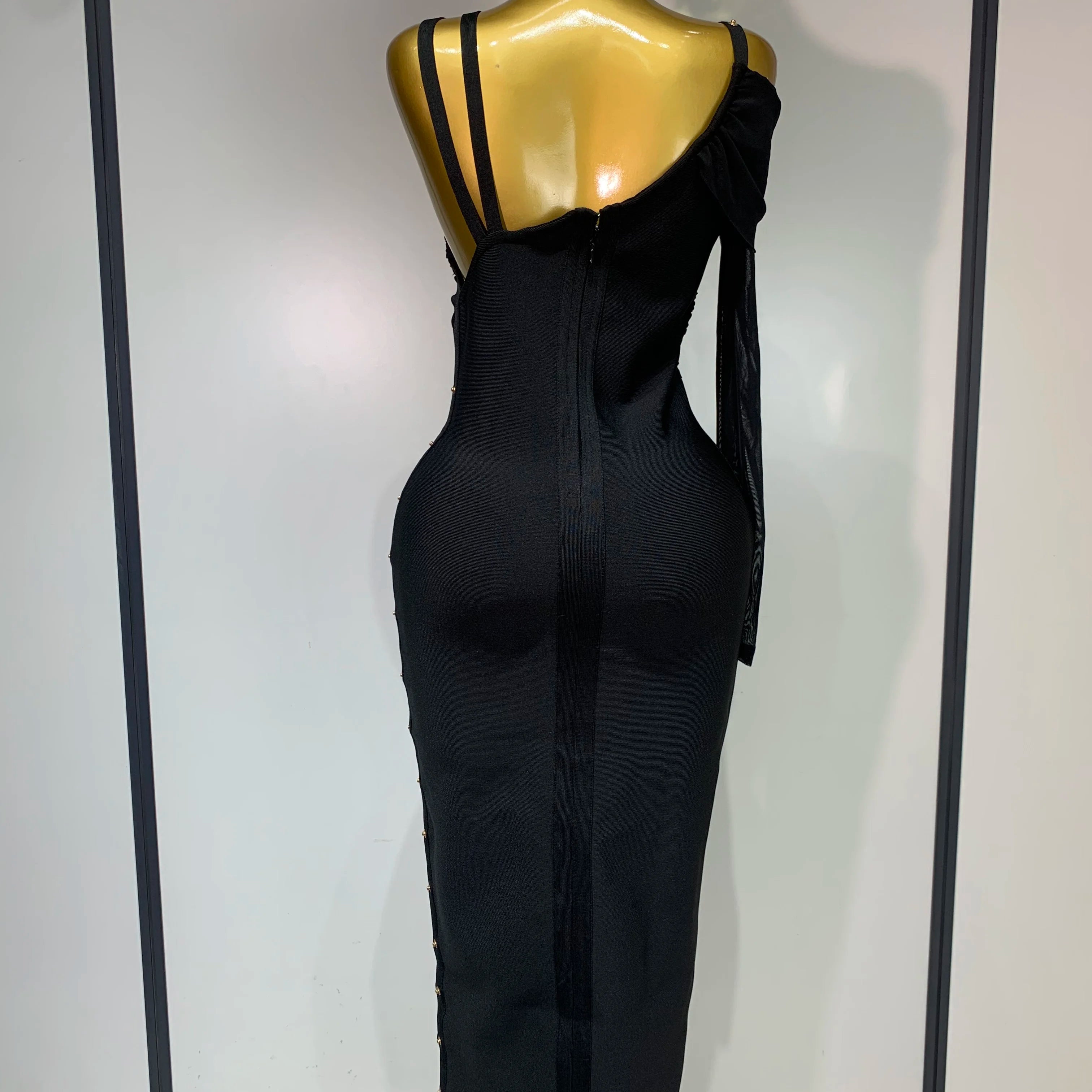 One Shoulder Long Sleeve Bodycon Bandage Dress Cocktail Evening Party Luxury Birthday Dress Celebrity Prom Gown