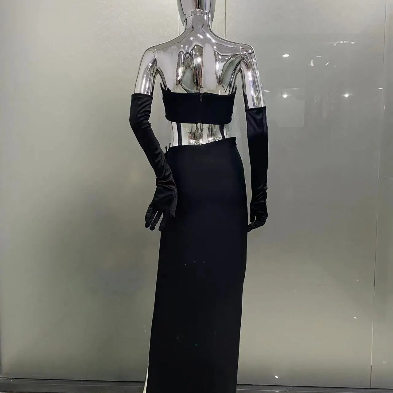 Celebrity Fashion Stage Wear Performance Costume Women Bandage Sexy 2 Pieces Bodycon Long Dress Nightclub Party Birthday Dress