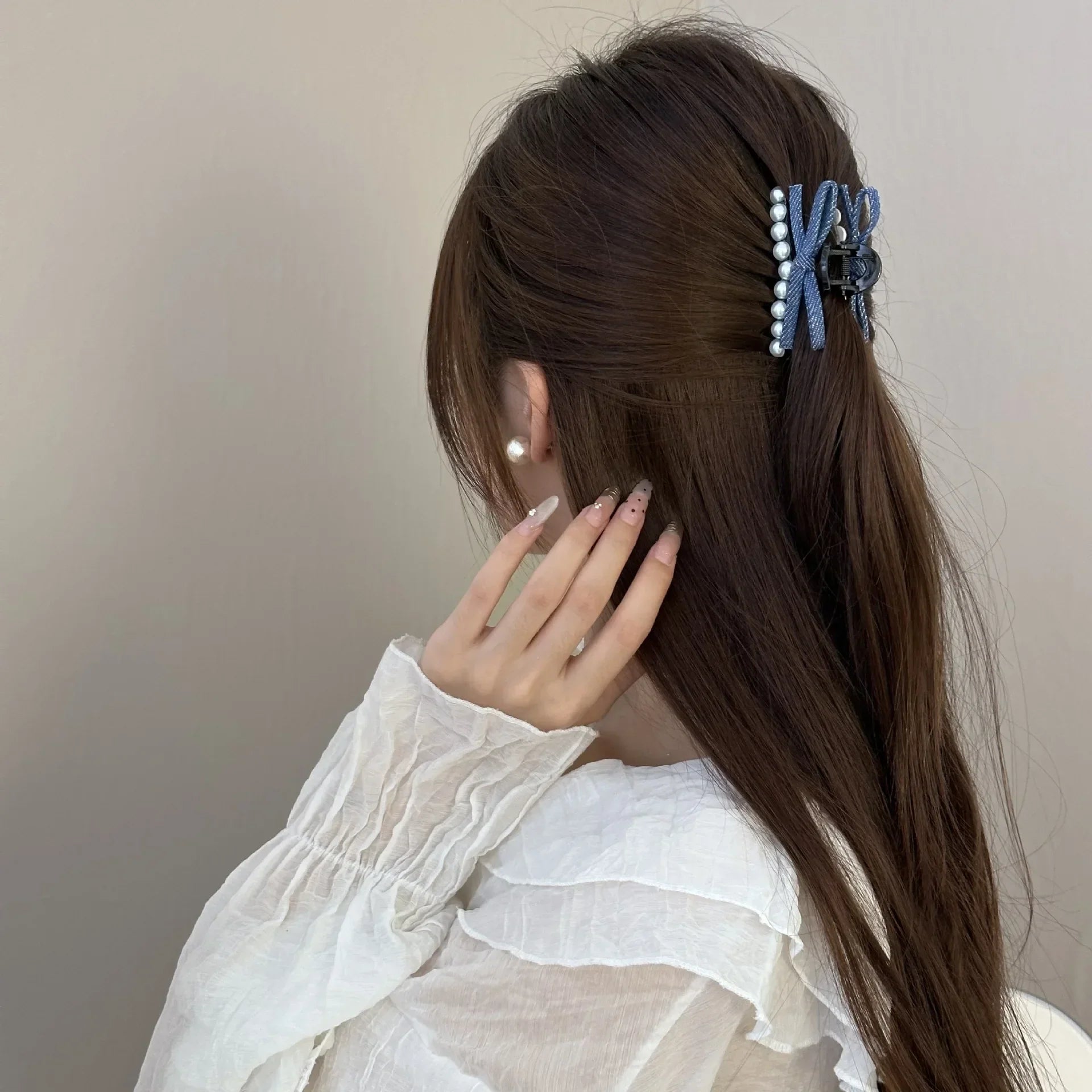 Hair claw clips for women girl pin bow pearl popular vintage crabs ribbon kpop korean adults trendy leading fashion catches new