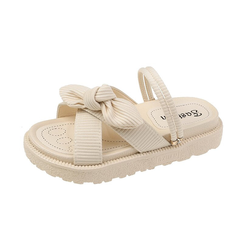 Summer Women's Sandals Roman Round Toe Rubber Thick Sole Non-Slip Open Toe Beach Green Casual Ladies Slippers Zapatos Mujer Beige