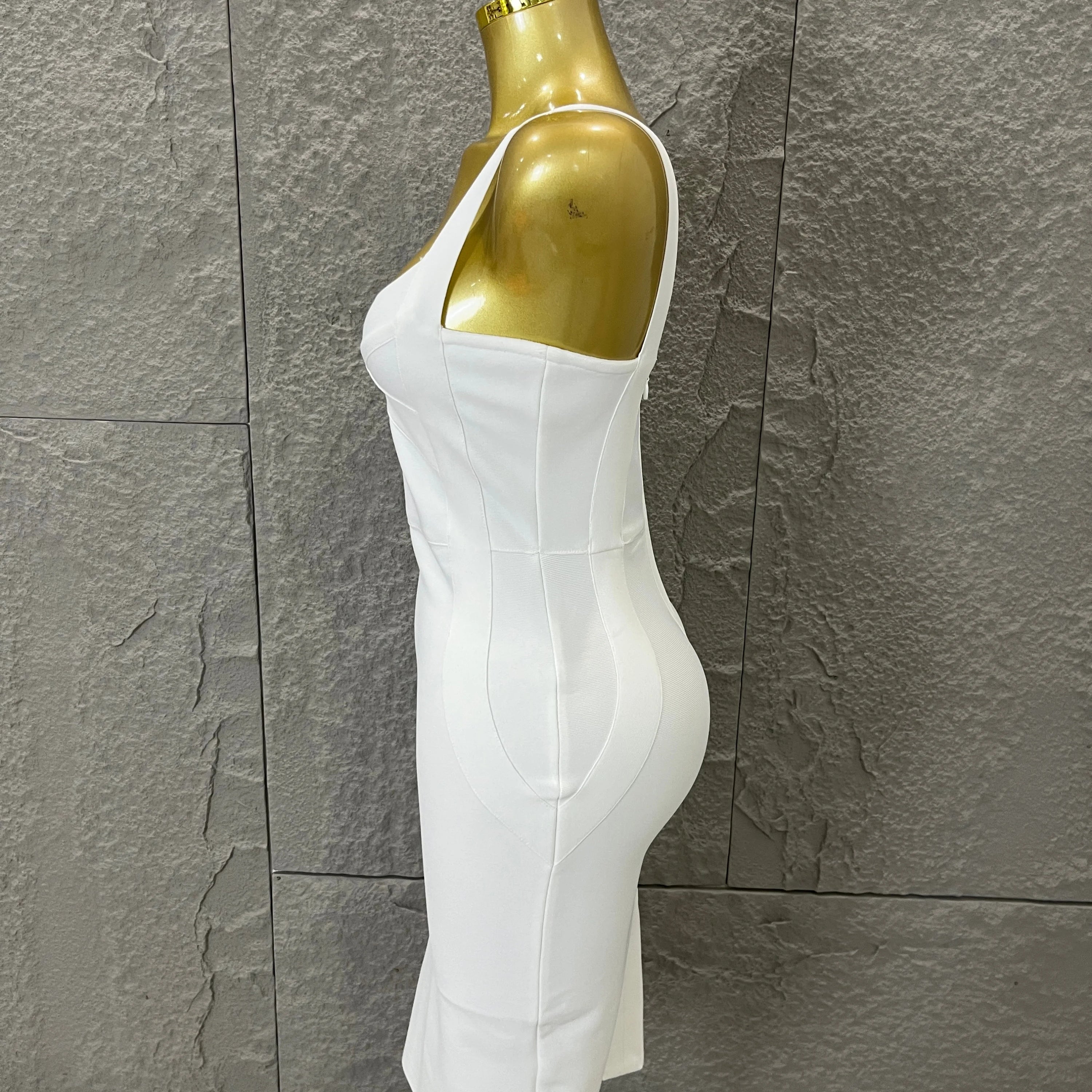 Elegant Sweetheart Neck Bandage Dress Crisscross Bust Slim Fit Midi Evening Banquet Formal Dinner Wedding Guest Cocktail Outfit