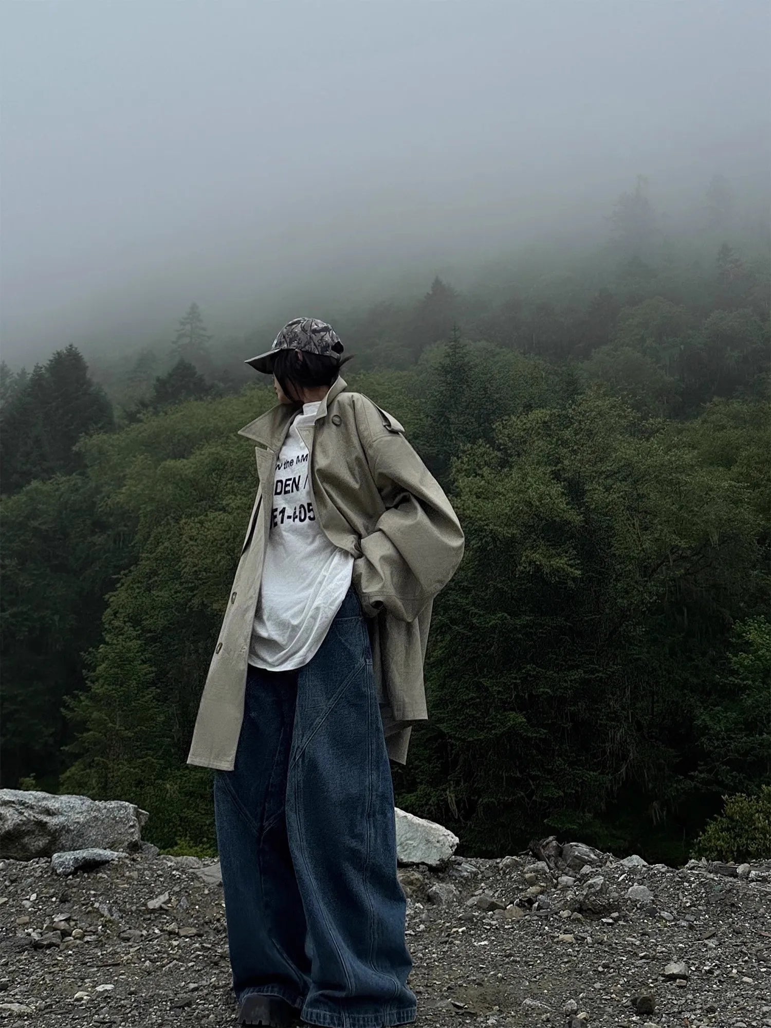 Lautaro Spring Autumn Oversized Trench Coat for Women Double Breasted Loose Casual Flowy Korean Fashion Clothes Overcoat 2025