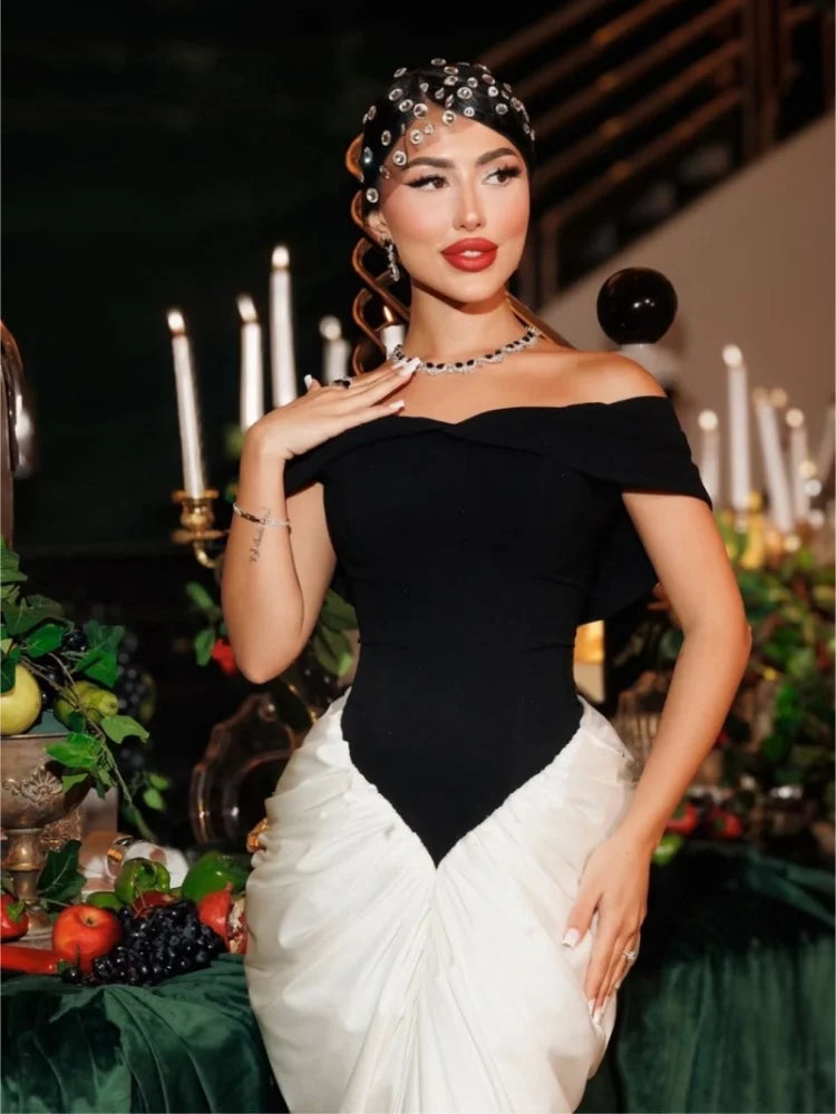 2025 Women Sexy Off the Shoulder Laced-up Bodycon Long Maxi Dress Evening Party Celebrate Cocktail Outfit