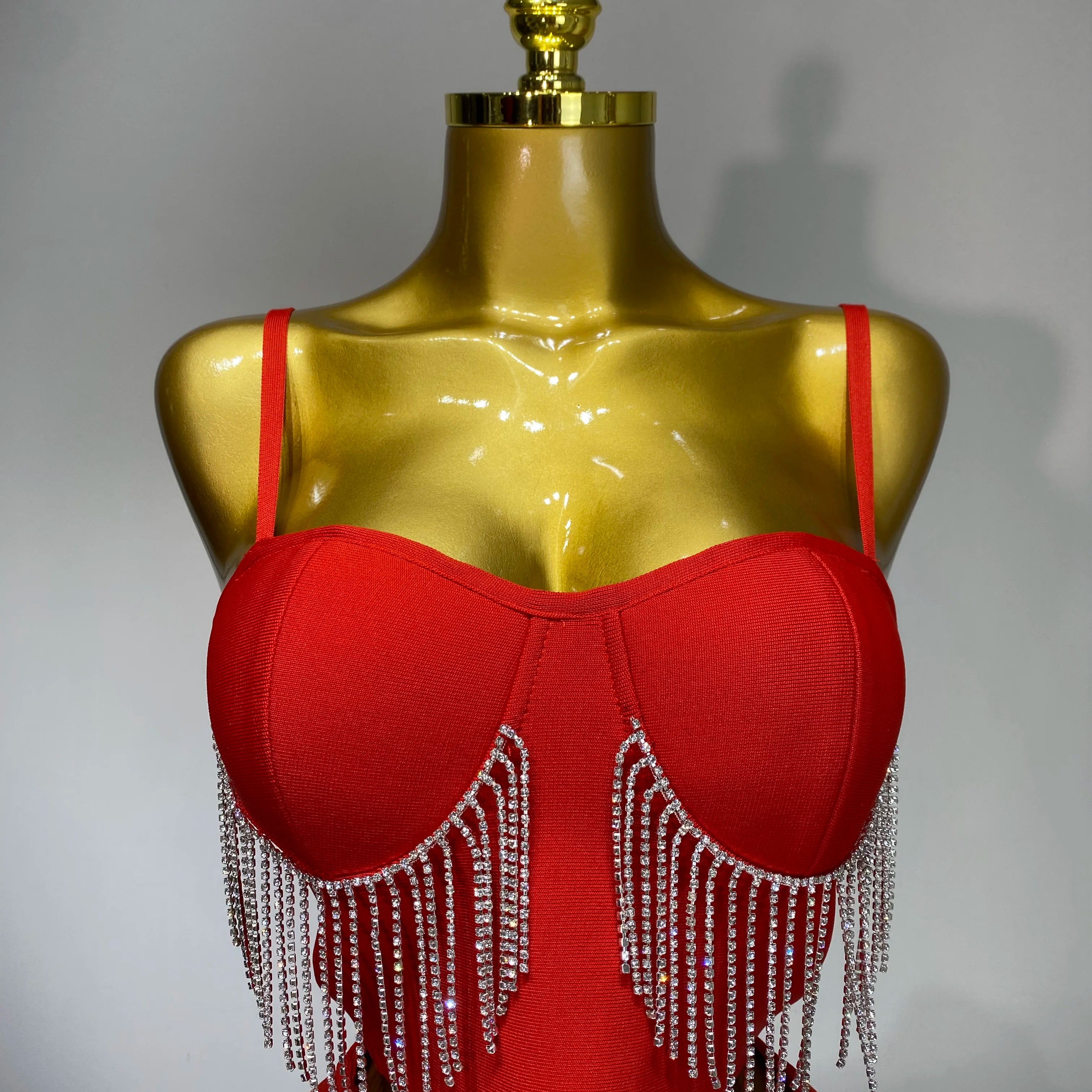 Women Sexy Sling Backless Tassels Bandage Skirt Two Piece Set 2025 Knitted Celebrity Elegant Evening Luxury Birthday Dresses