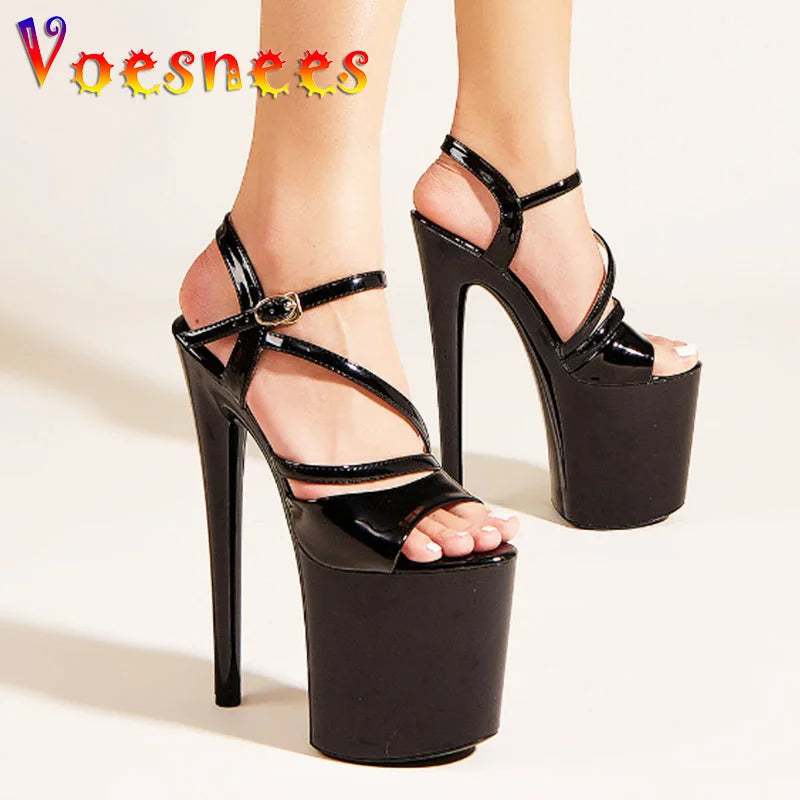Night Club Sexy 20CM Women Sandals Fashion Pole Dancing Shoes Summer Buckle Strap Plating High Heels 10CM Waterproof Platform