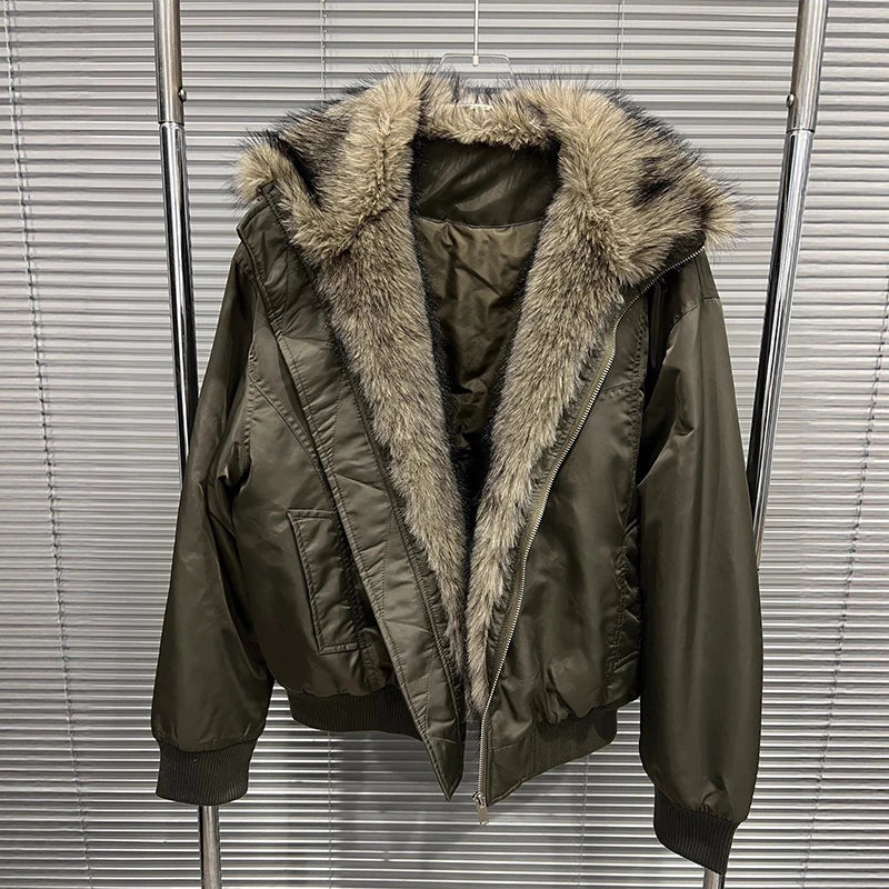 Autumn Winter New Fur Collar Cotton-padded Jacket For Women Loose Casual Short Warm Coat Female Trend 11A07564