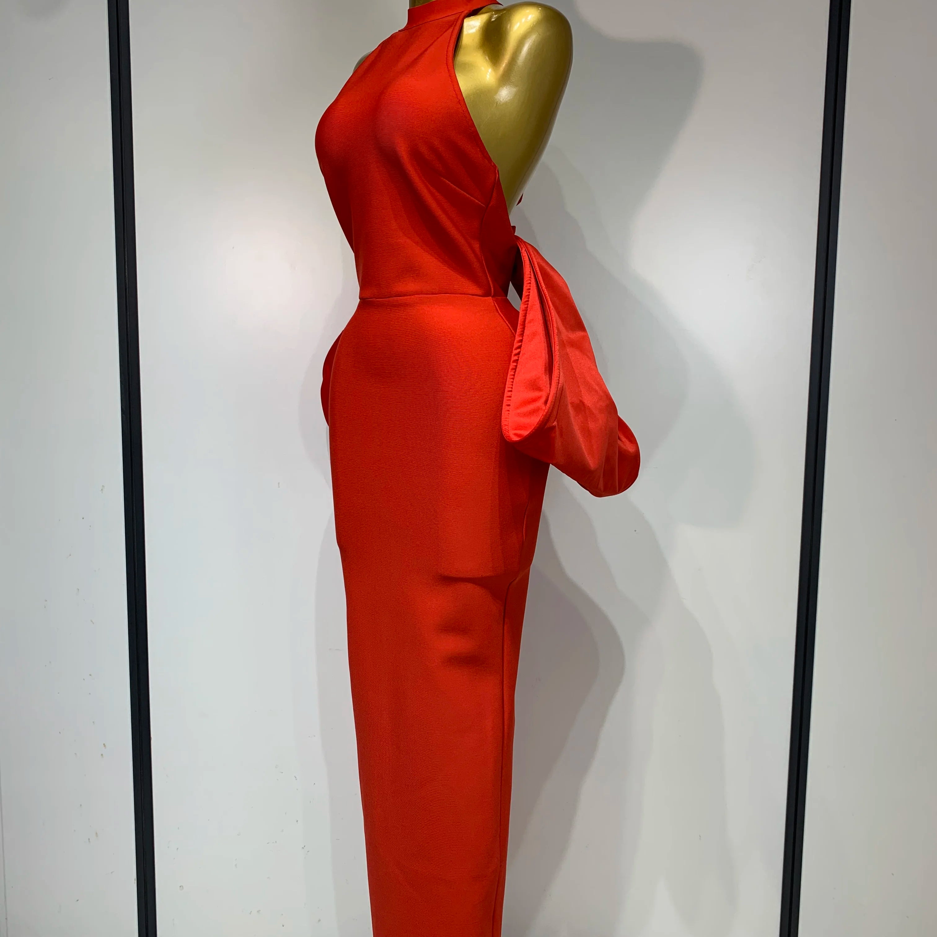 Women Sexy Backless Bow Sleeveless Bodycon Bandage Maxi Dress Red Celebrity Evening Party Cocktail Luxury Birthday Party Dresses