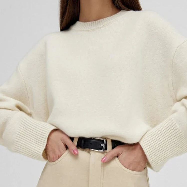 Winter Warm Thick Knit Sweaters Solid Black Sweater Soft Pullover Loose Pullovers Korean Autumn Women Coat O Neck Sweater Jumper Beige One Size