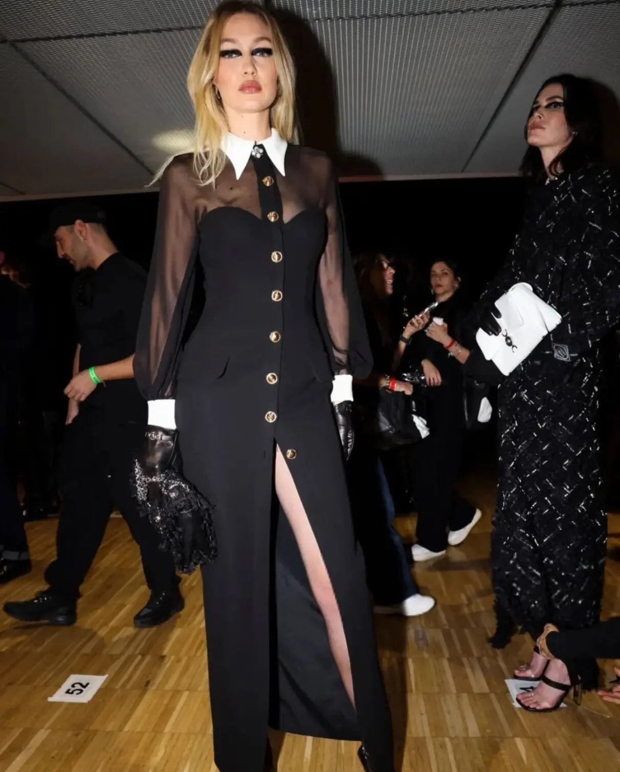 2024 New Spring Women Long Sleeve Mesh Button Bodycon Long Bandage Dress Fashion Runway Celebrate Evening Party Dress