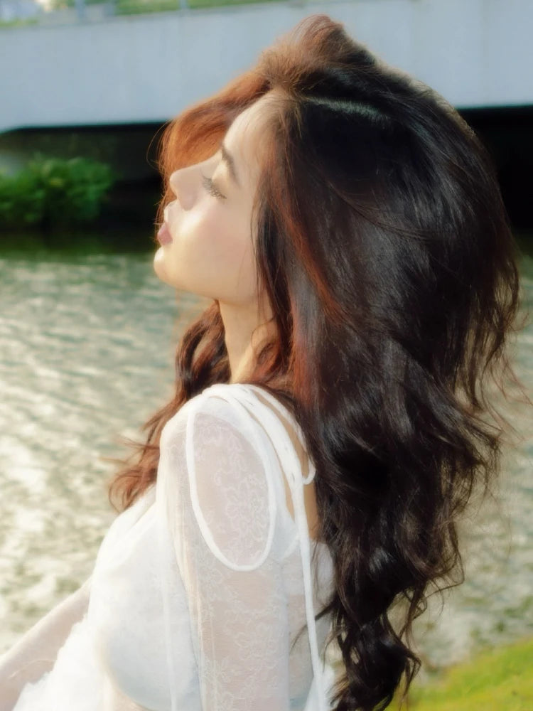 Sweet Fairy-Tale White & Red Off-Shoulder Lace & Puff Skirt Dress Outfit for Themed Parties