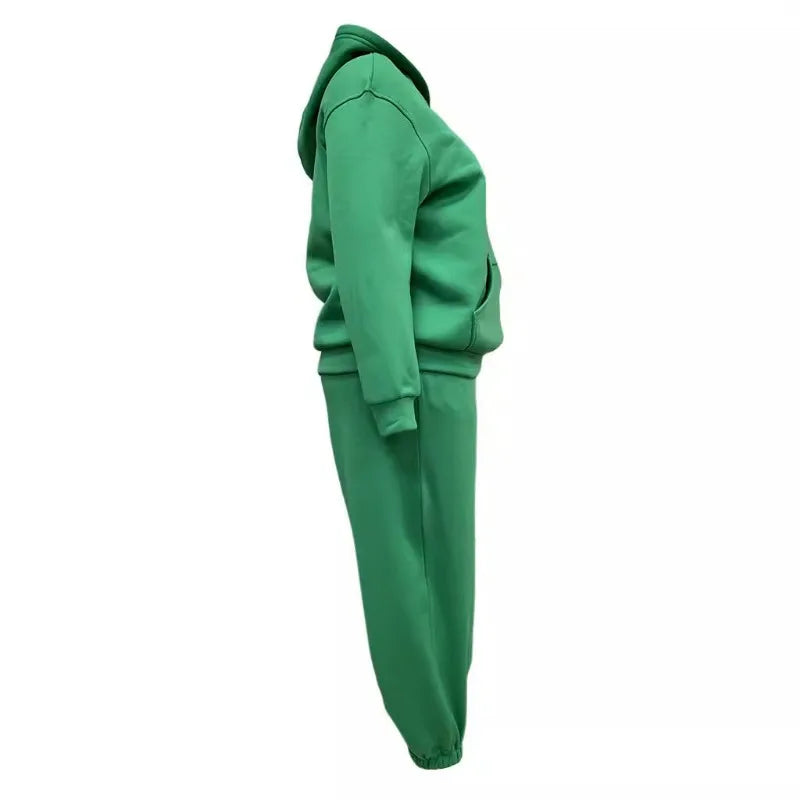 Women's Tracksuit Suit Spring Summer Warm Hoodie Sweatshirts Two Pieces Oversized Solid Casual Hoody Pulleys Long Pant Sets