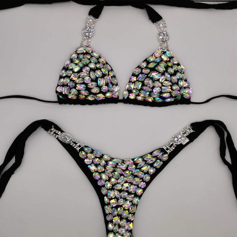 Sexy Women Bikini Set Crystal Diamond Rhinestones Two Piece Brazilian  Swimwear