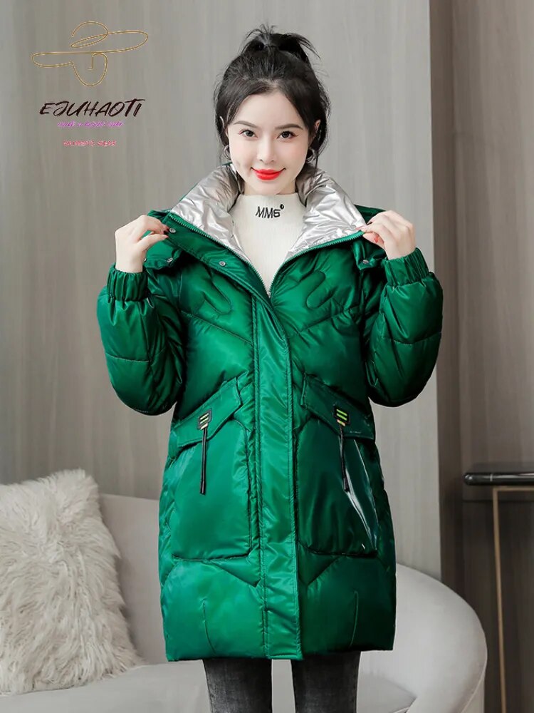 Women's Oversized Winter Coat 2024 New Mid-length Loose Jacket Ladies Elegant No-wash Parkas Korean Fashion Slim Clothes