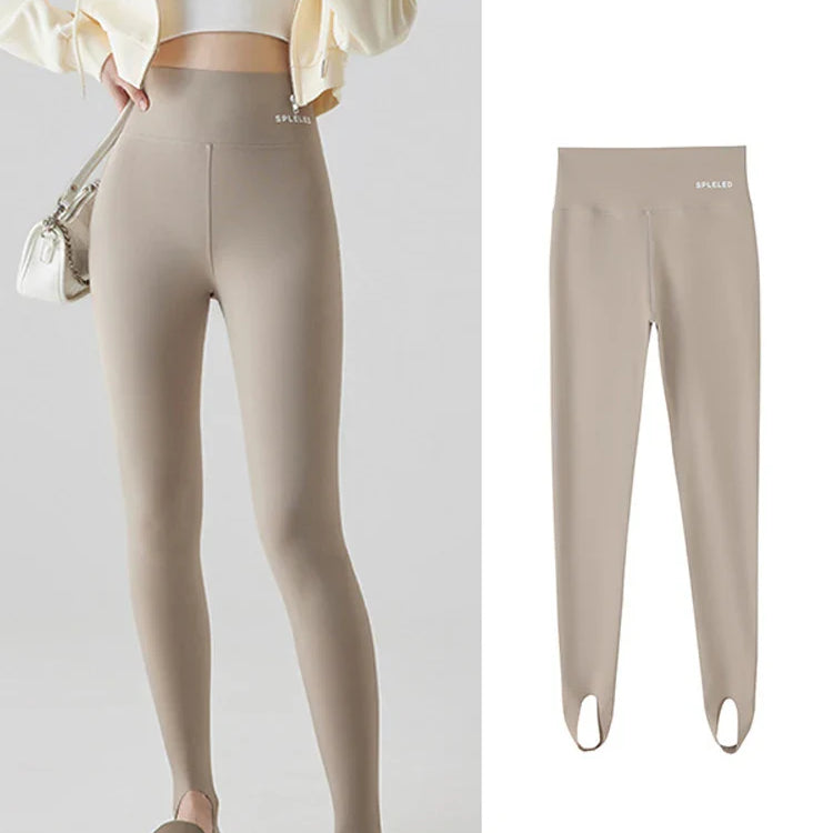 BIVIGAOS Skin-Touch Seamless Foot Pants Sharkskin Leggings Women Autumn New Fitness Sport Leggings Sexy Body Shape Shark Pants 730-Boba tea