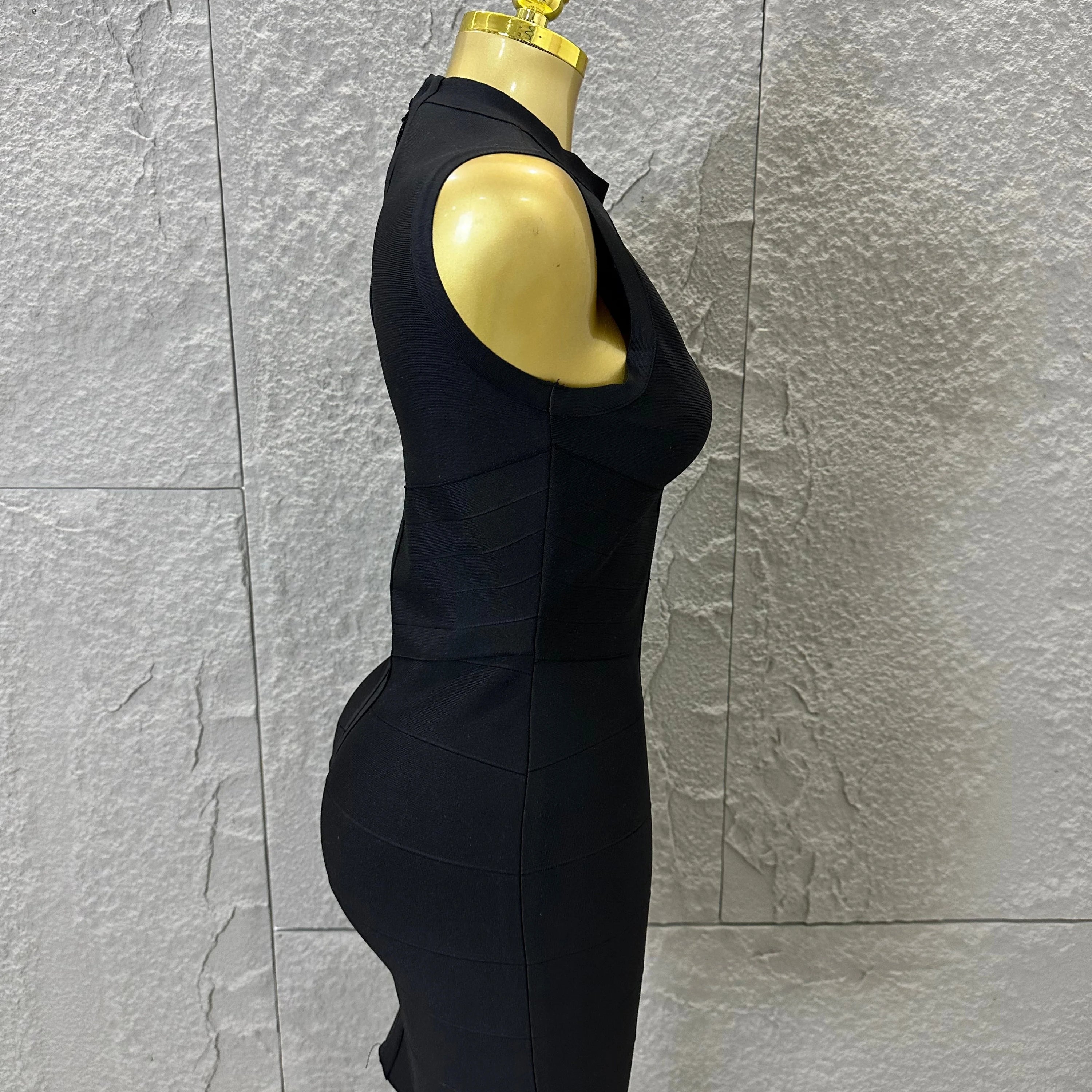 Sexy Sleeveless Keyhole Cutout Bandage Form-Fitting Outfit Evening Gala Party Fashion Celebrate Birthday Party Dress Vestido