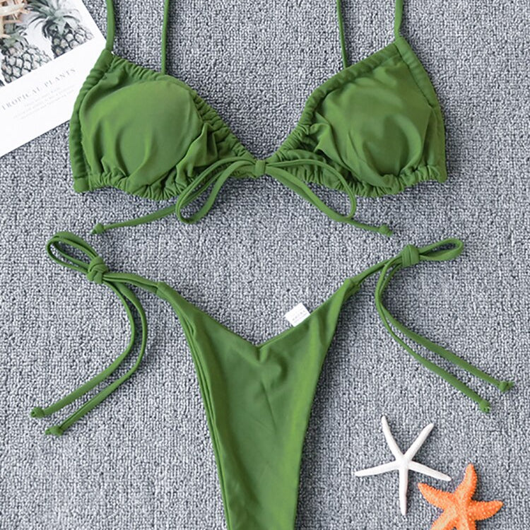 Swimsuit Bandage Bikini Set Swimwear Female Halter Top Brazilian Bathing Suit Bather Biquini