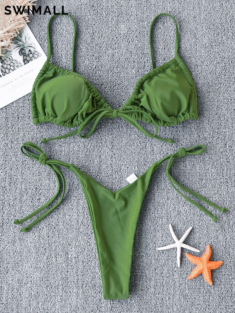 Swimsuit Bandage Bikini Set Swimwear Female Halter Top Brazilian Bathing Suit Bather Biquini